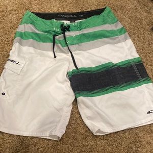 waist size 32 o’neill board shorts, no net, longer inseam